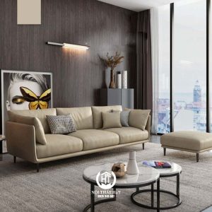 Bộ Sofa Cao Cấp Da Trơn Trắng Kem